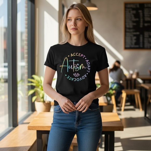 Tops - 🌈 Autism Acceptance Graphic Tee | “Accept • Adapt • Advocate” 🌈